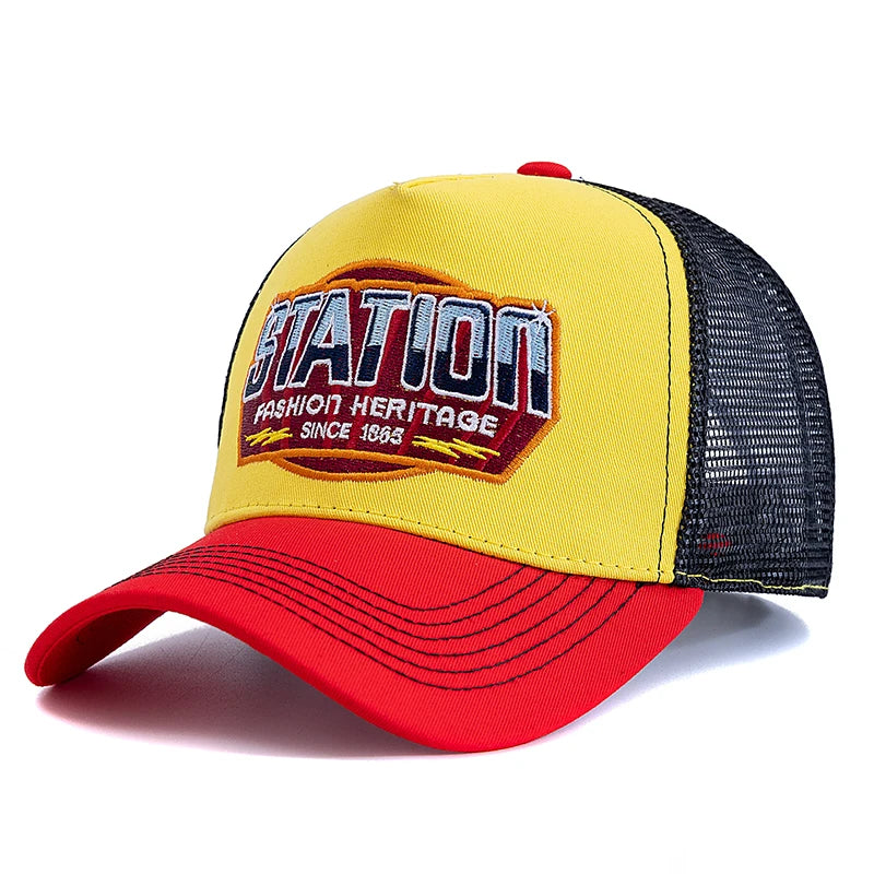 Unisex STATION Letter Mesh Baseball Cap – Breathable Summer Hat
