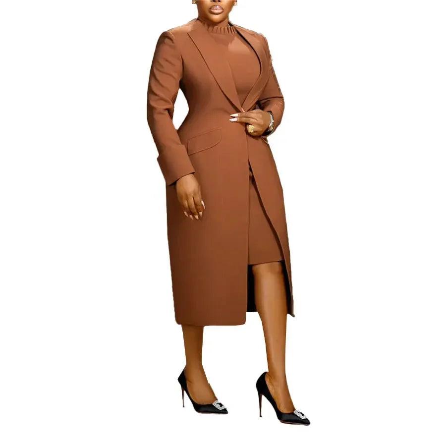 Elegant Office Lady Two-Piece Blazer & Dress Set – Professional Slim Fit Outfit