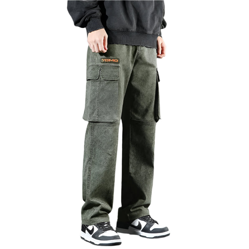 Men’s Paratrooper Cargo Jeans – Loose Fit Wide Leg Stretch Denim