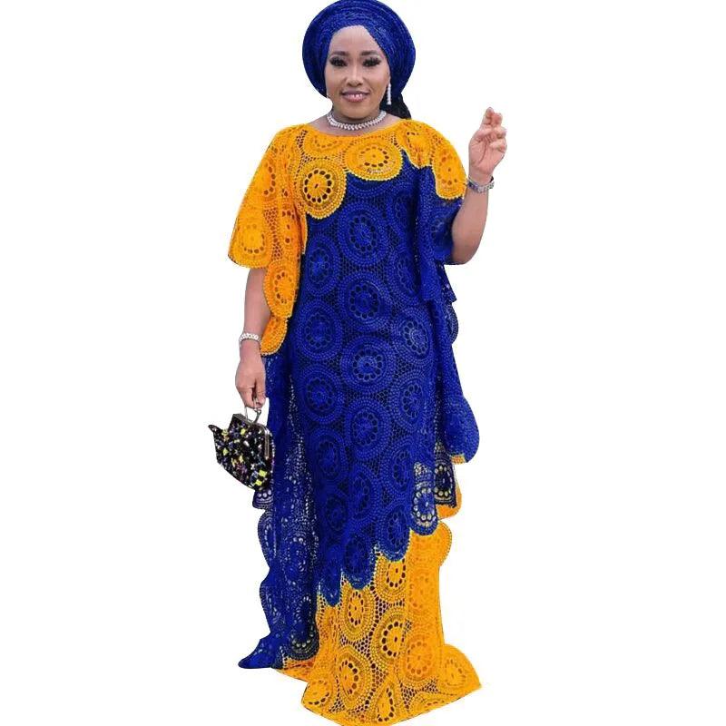African Party Elegant Lace Abayas Dashiki Robe Kaftan Long Maxi Dress
