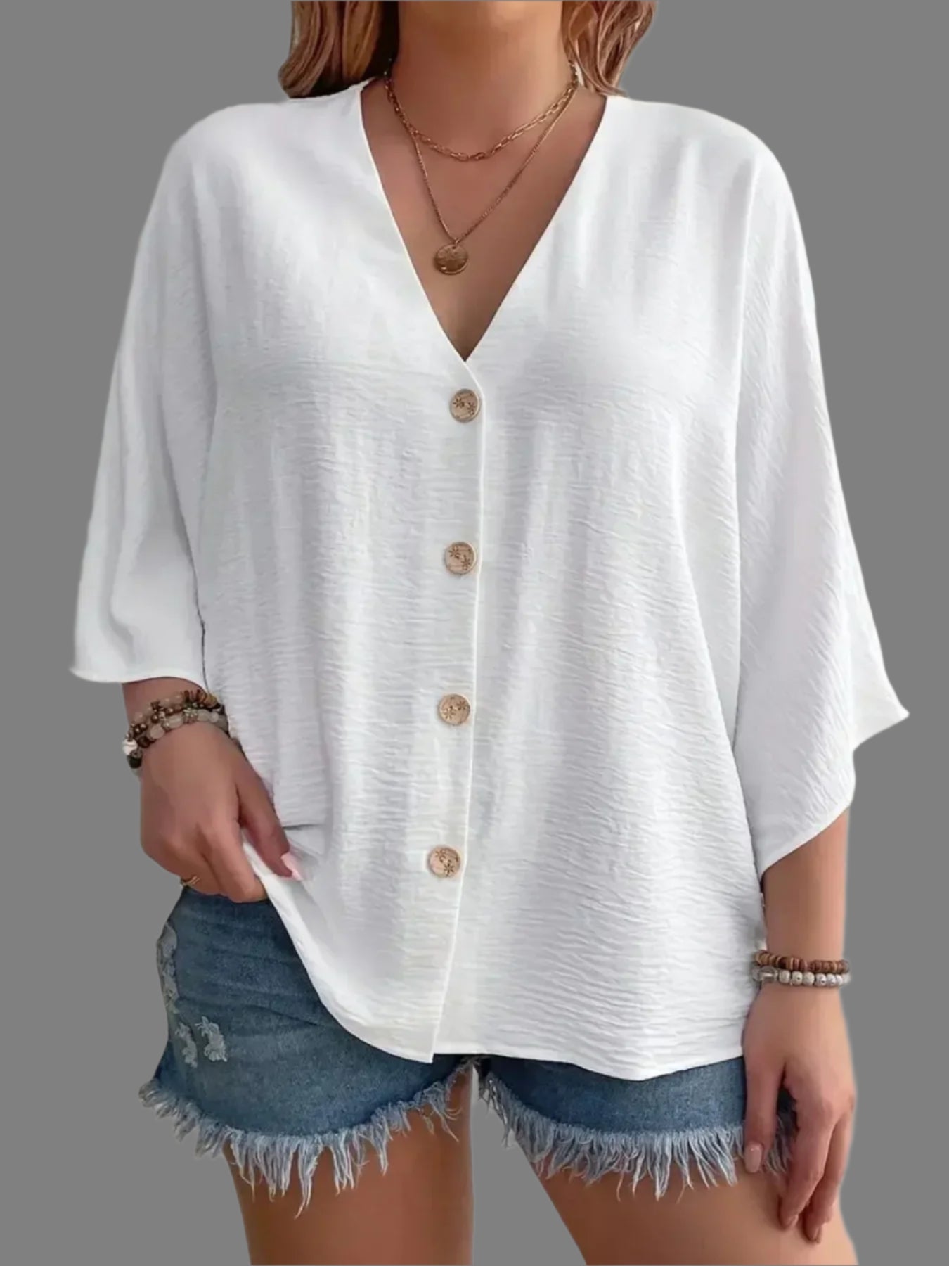 Plus Size Women's V-Neck T-Shirt - Breathable Spring/Summer Casual