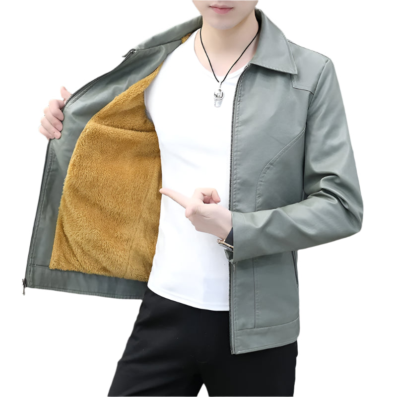Men's Korean Style Leather Jacket: Slim Fit Lapel, Plus Velvet Warmth