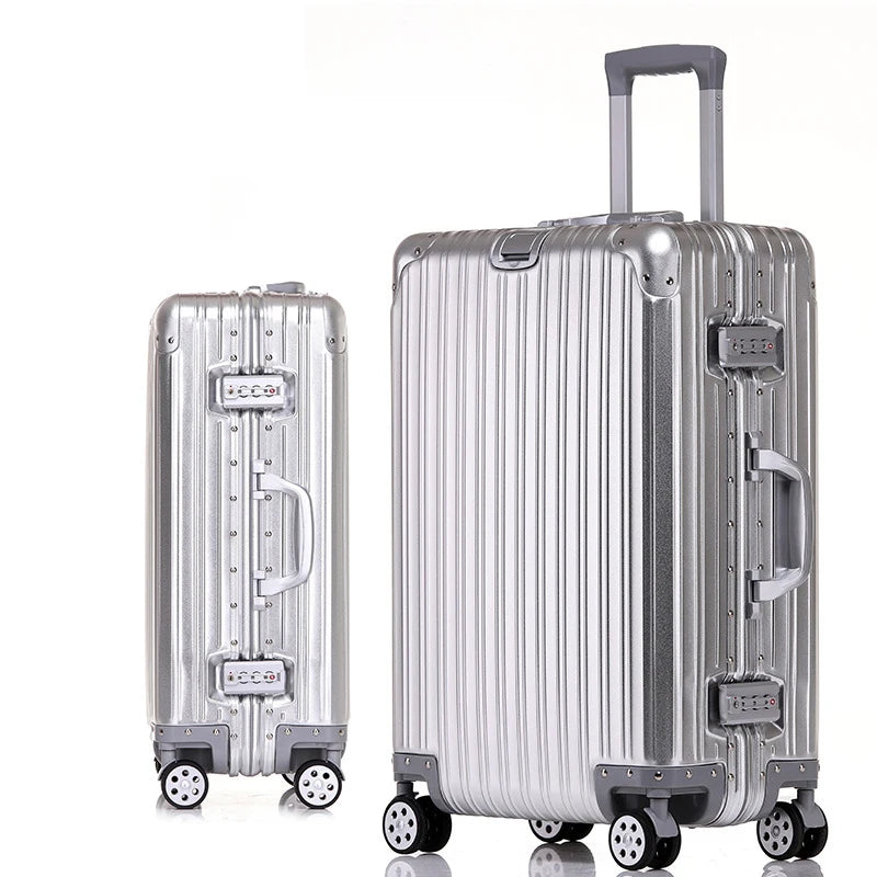 100% Aluminum-Magnesium Alloy Rolling Luggage – Spinner Trolley Case