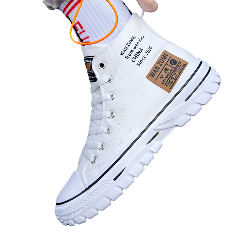 Men's High Top Canvas Sneakers – Lace-Up Sport Board Shoes for Casual Street Style