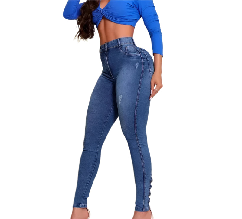 Spring Fashion High Waist Skinny Jeans - Women's Slim Stretch Denim