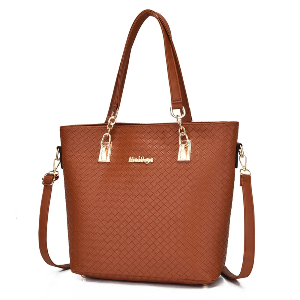 Libarrecy Fashion 6PC Handbag Set - Braid Shoulder Crossbody Tote