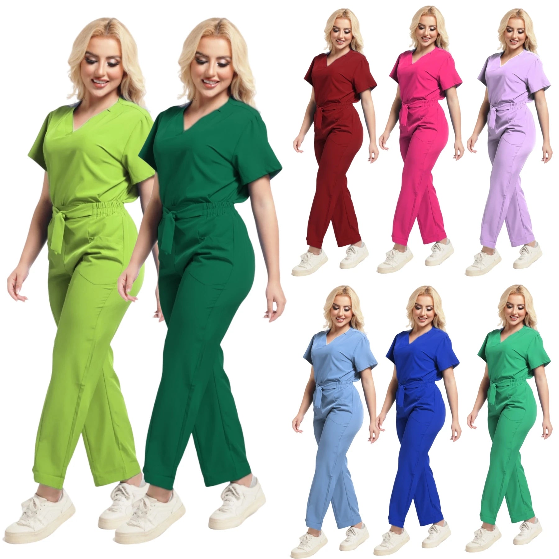 Plus Size Women's New Medical Scrubs Set - Pet Nurse & Salon Uniforms