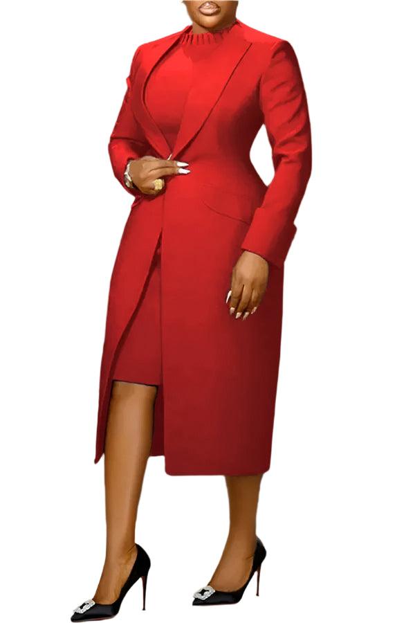 Elegant Office Lady Two-Piece Blazer & Dress Set – Professional Slim Fit Outfit