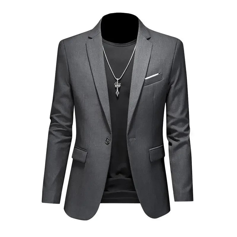 Boutique Men's Blazer: Solid Color Fashion for Business & Weddings