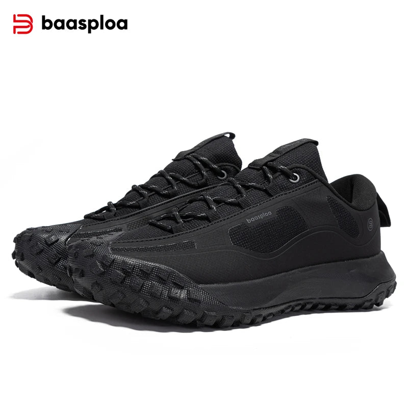 Black sneakers with a visible brand logo on a white background