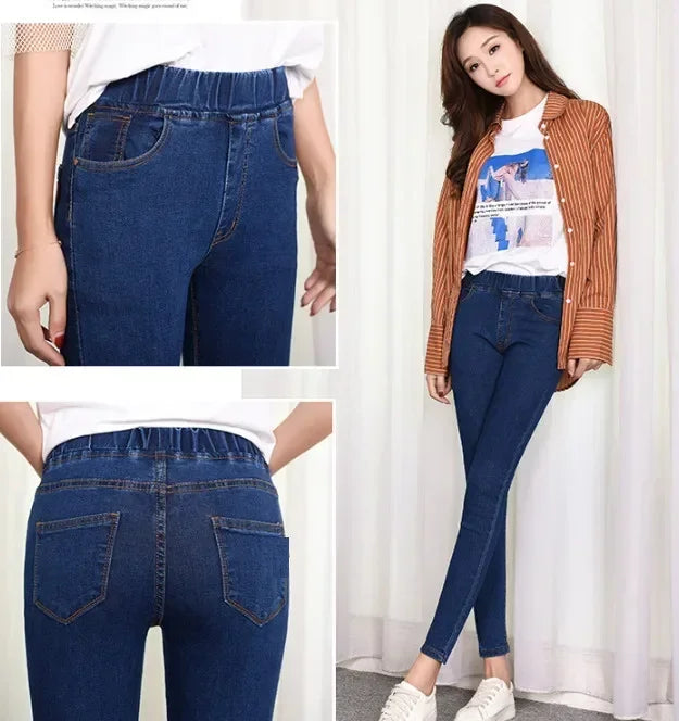 Plus Size Stretch Skinny Jeans | High Waist Tummy Control Denim