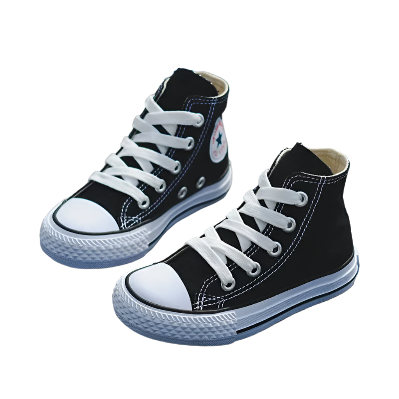 Kids’ Fashion High-Top Canvas Sneakers – Unisex School & Sports Shoes