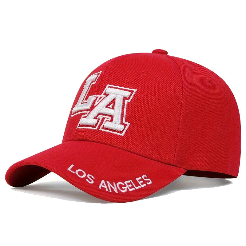 Red cap with 'LA' and 'Los Angeles' text on a white background