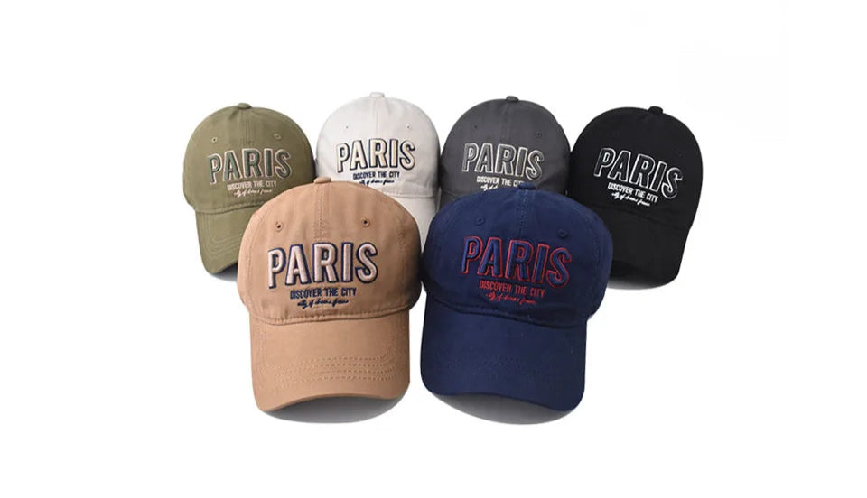 PARIS Letter Embroidered Baseball Cap – Korean Style Casual Fitted Hat