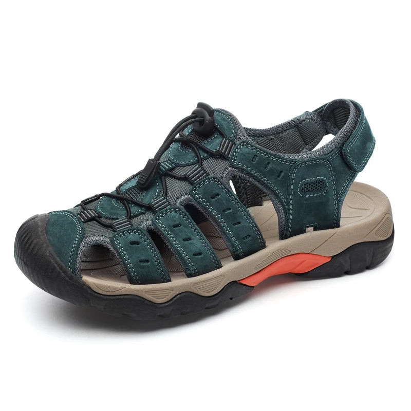 Men’s Soft Genuine Leather Roman Sandals – Outdoor Summer Shoes