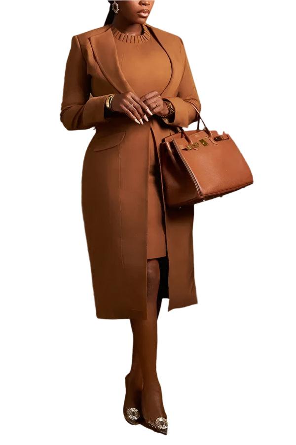 Elegant Office Lady Two-Piece Blazer & Dress Set – Professional Slim Fit Outfit