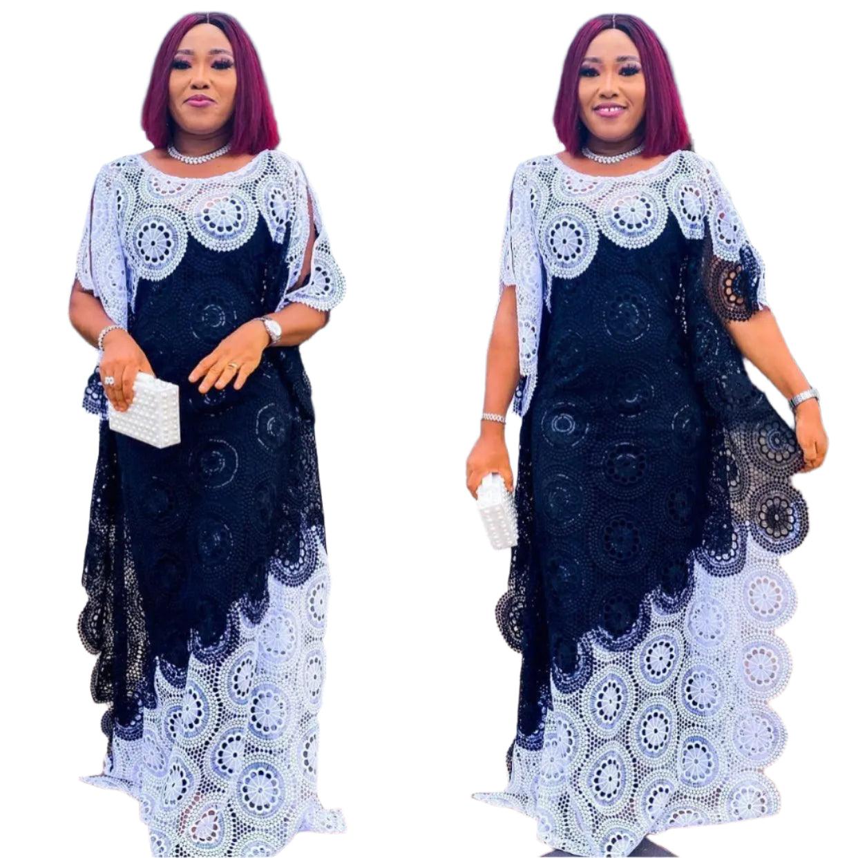 African Party Elegant Lace Abayas Dashiki Robe Kaftan Long Maxi Dress