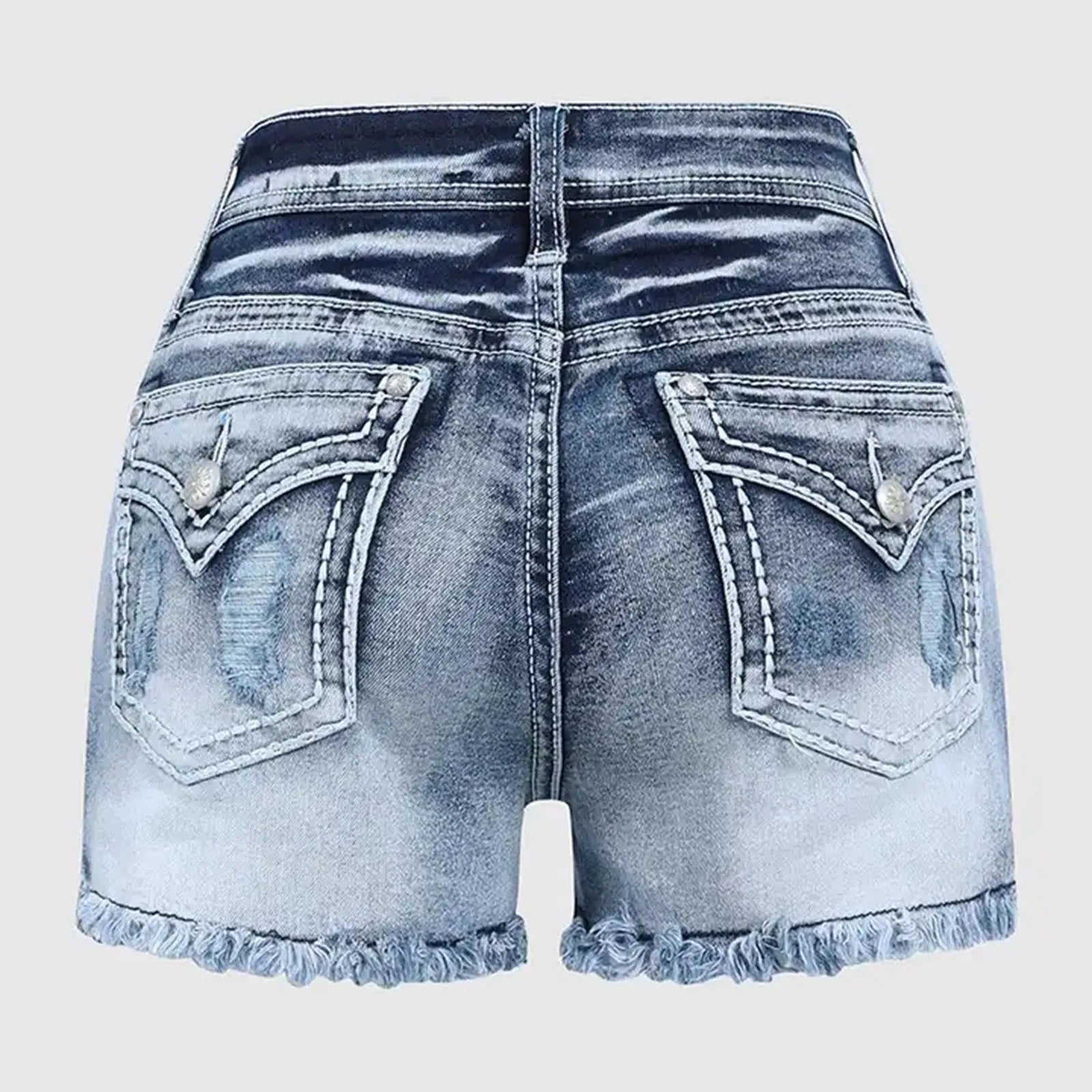 Y2K Retro Leopard Print Low Waist Distressed Black Denim Shorts