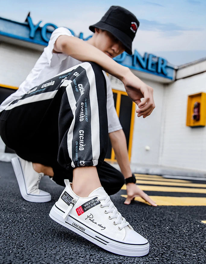Men's Summer Canvas Sneakers: Low-Top, Breathable, Trendy Sneakers