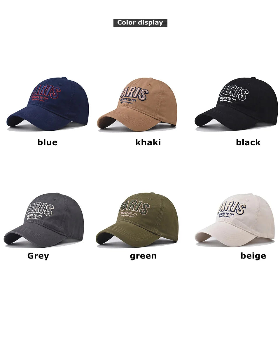 PARIS Letter Embroidered Baseball Cap – Korean Style Casual Fitted Hat