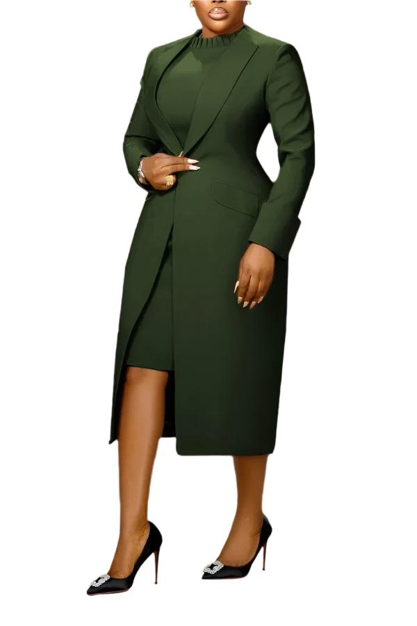 Elegant Office Lady Two-Piece Blazer & Dress Set – Professional Slim Fit Outfit