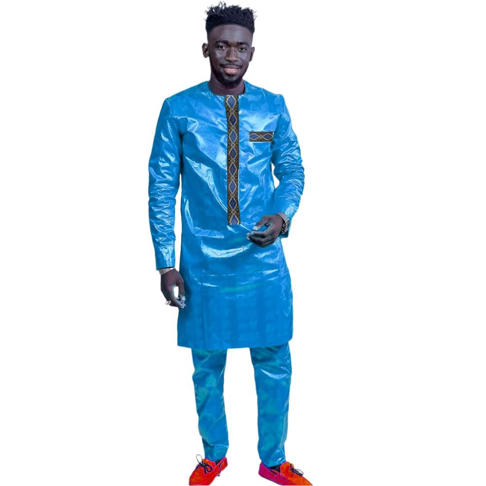 Bazin Riche African Men’s 2 Pcs Outfit Set