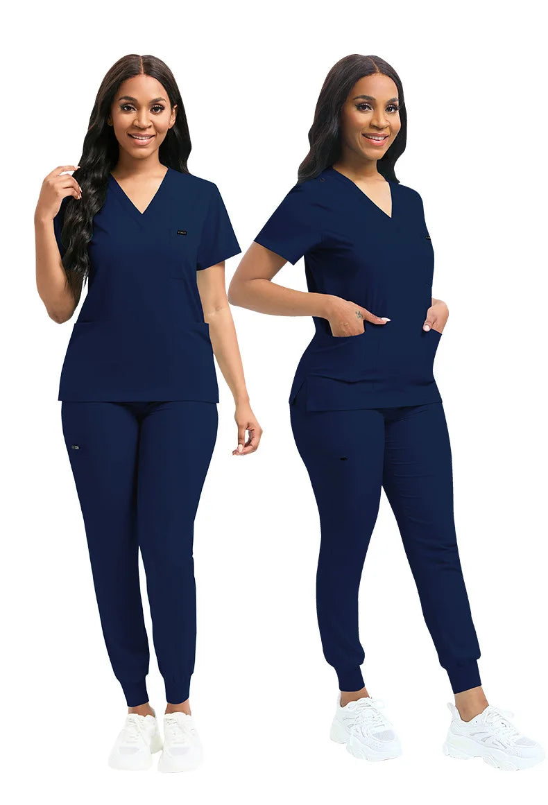 Multicolor Unisex Medical Scrubs Set - Short Sleeve V-Neck Workwear