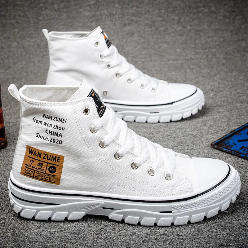 Men's High Top Canvas Sneakers – Lace-Up Sport Board Shoes for Casual Street Style