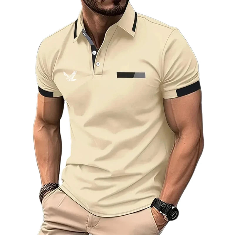 Men’s Color Block Golf Polo – Casual Lapel Short Sleeve Shirt