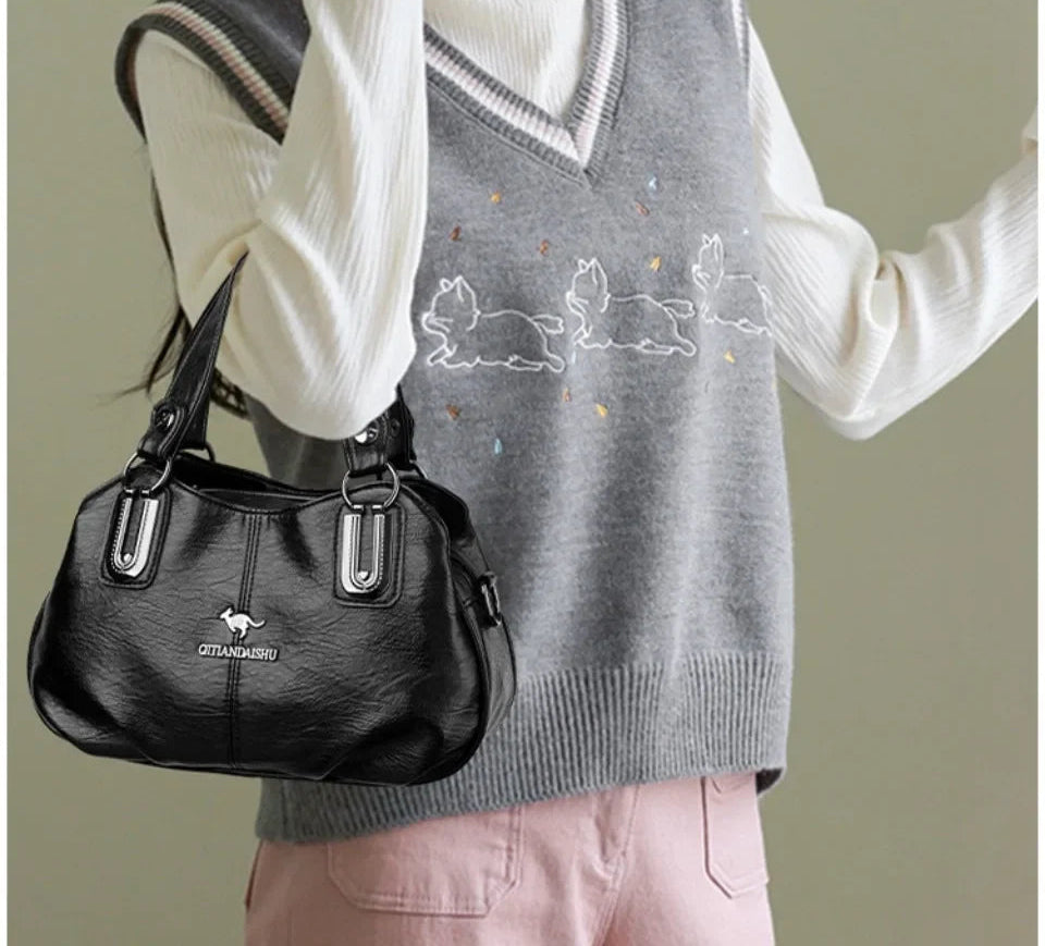 Luxury 3-Layer Handbag - Soft PU Leather Shoulder & Crossbody Bag