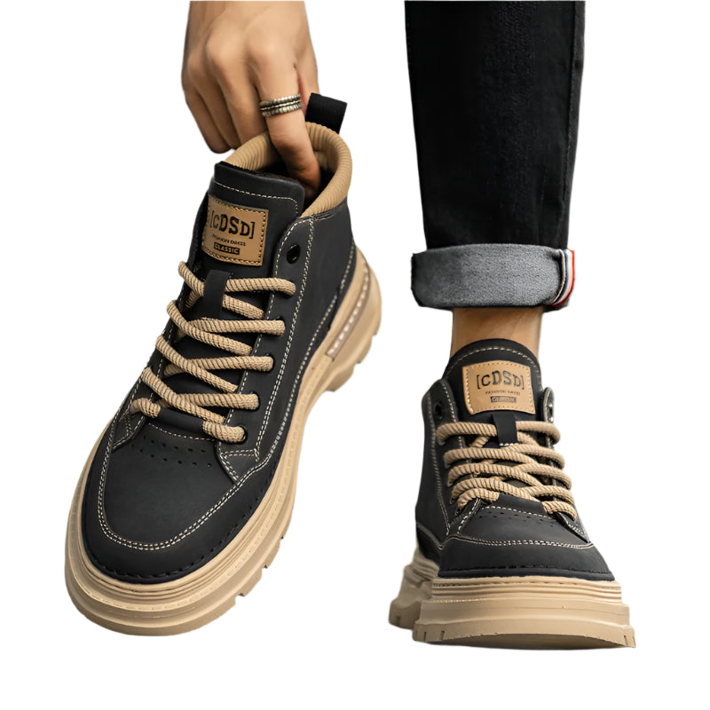 Men's British Retro High-Top Work Boots – Vintage Style Streetwear Footwear