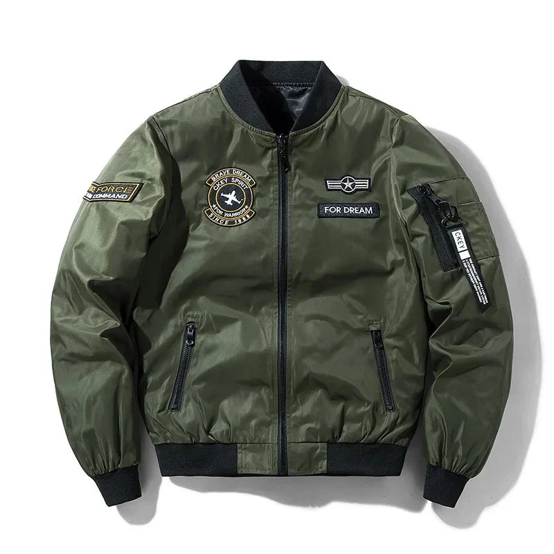 Men's Trendy MA-1 Jacket: Embroidered Casual Flight Style