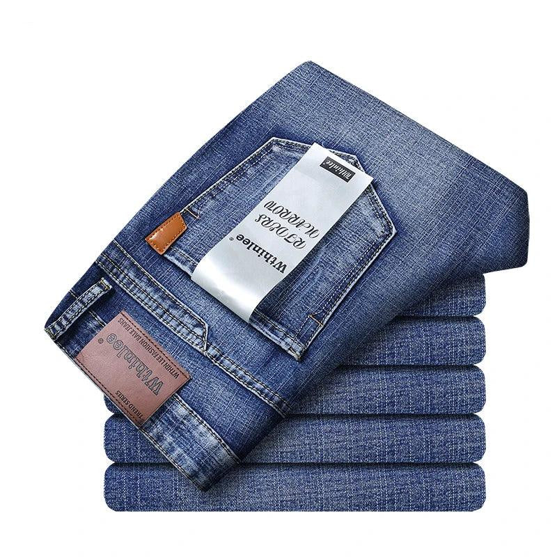 Wthinlee Men's Casual Elastic Jeans: Classic Versatile Everyday Wear Denim Pants - JVMCL