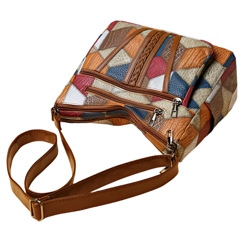 Women's Elegant Vintage Crossbody Bag: Trendy Patchwork Handbag
