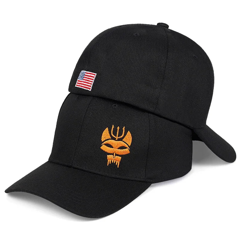 Forked Wolf Embroidered Cap - Unisex Casual Adjustable Trucker