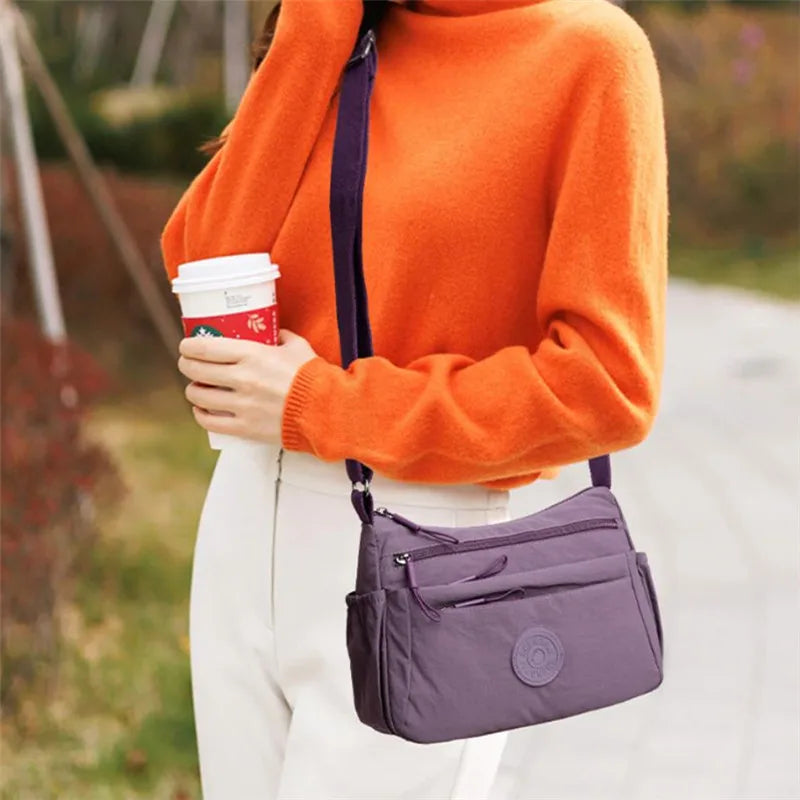 Women's Multi-Layer Crossbody Bag: Solid Color Multi-Pocket Versatile