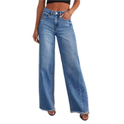 Women’s Straight Floor-Length High Waist Spliced Jeans