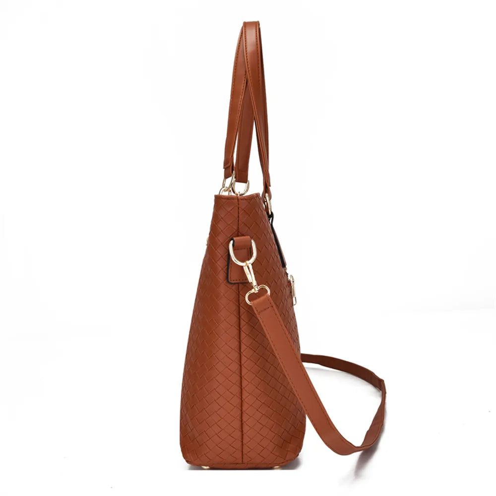 Libarrecy Fashion 6PC Handbag Set - Braid Shoulder Crossbody Tote