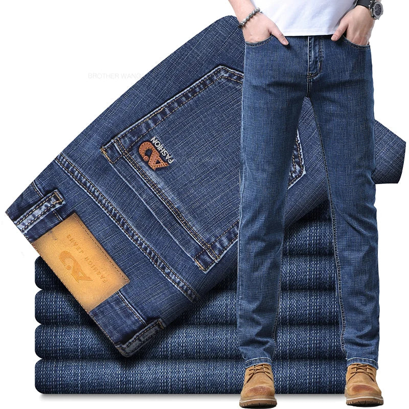 High-Waist Slim Jeans for Men – Smart Casual Denim