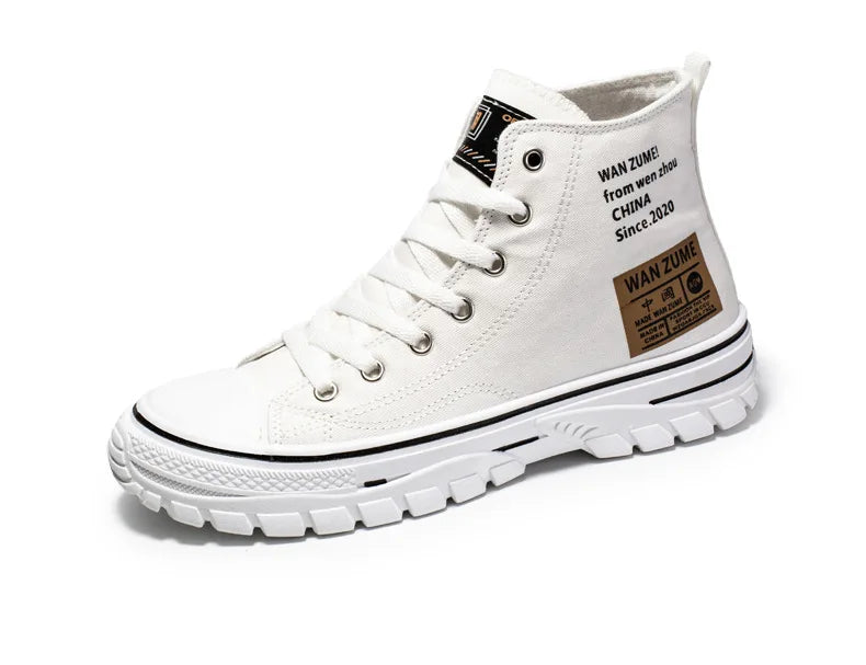 Men's High Top Canvas Sneakers – Lace-Up Sport Board Shoes for Casual Street Style