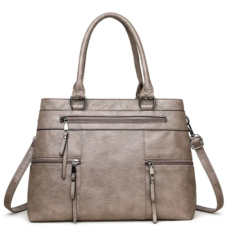 Elegant Women's Leather Handbag – Large Casual Tote & Crossbody Bag