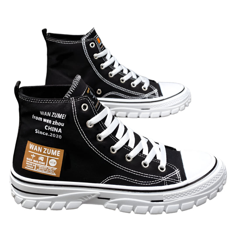 Men's High Top Canvas Sneakers – Lace-Up Sport Board Shoes for Casual Street Style