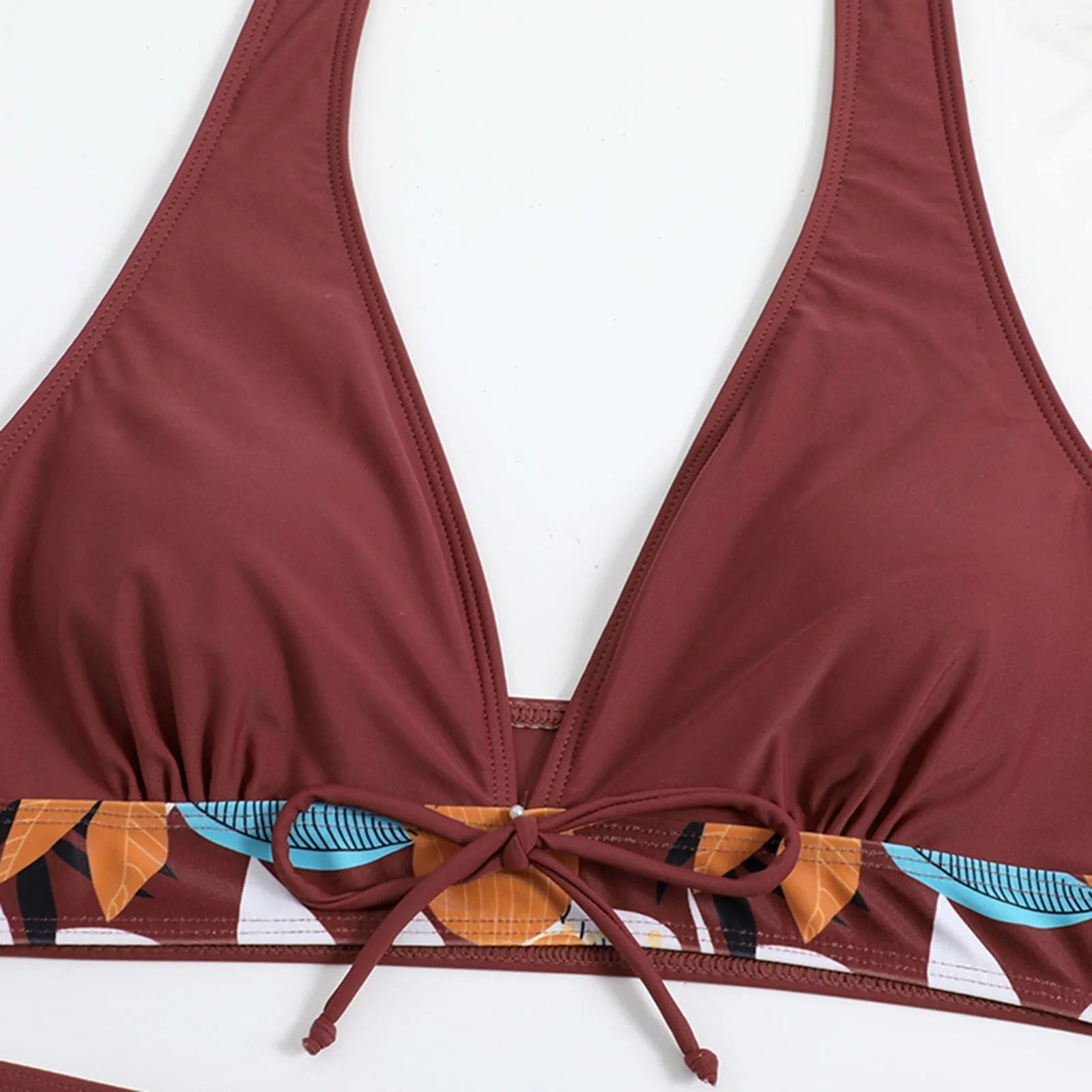 High Waist Plant Print Bikini Set – 2-Piece Swimwear for Women
