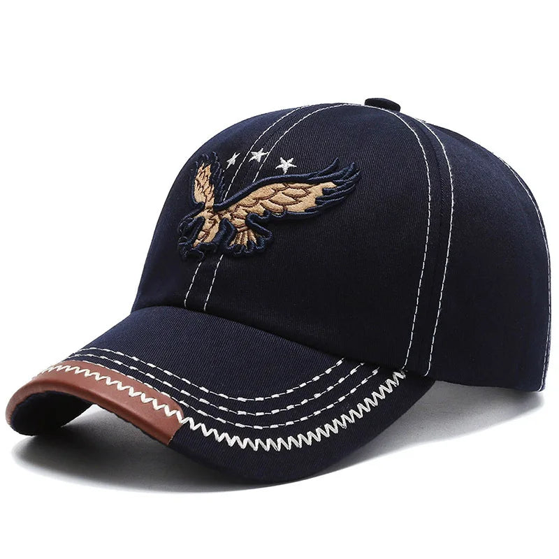 Unisex Baseball Cap: Eagle Embroidery, Korean Style, 4-Season Shade