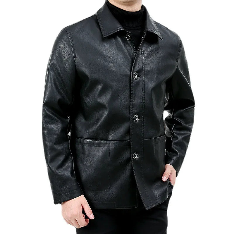 Men's Vintage Leather Biker Coat: Trendy, Soft, High-Quality Jacket