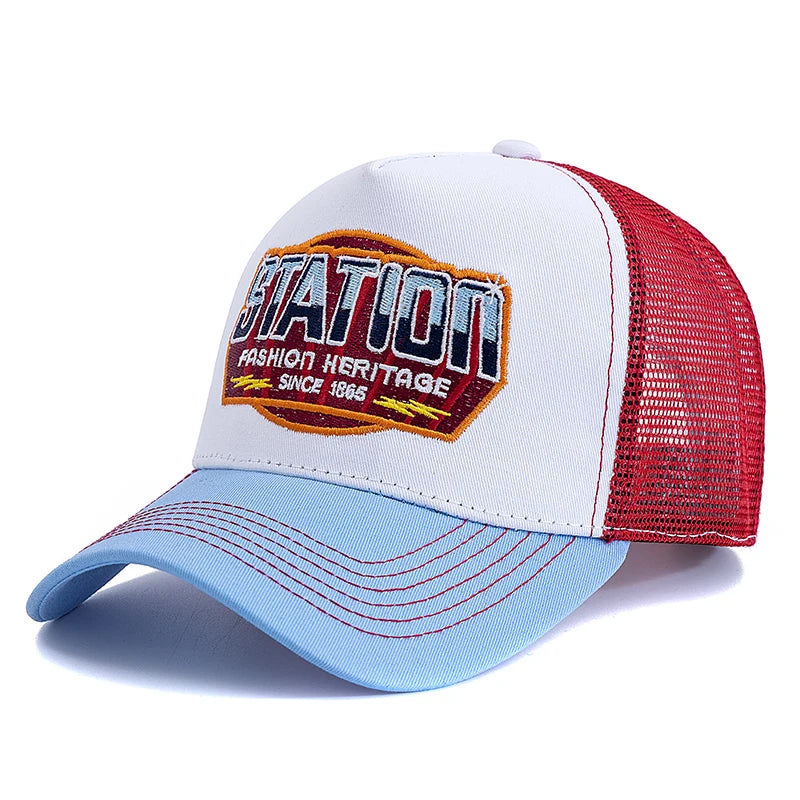 Unisex STATION Letter Mesh Baseball Cap – Breathable Summer Hat