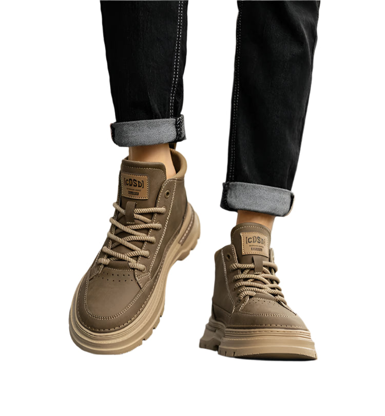 Men's British Retro High-Top Work Boots – Vintage Style Streetwear Footwear