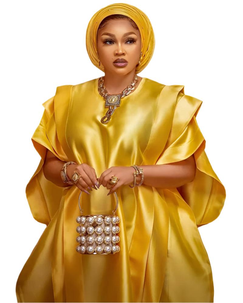African Satin Abaya Boubou | Dubai Caftan Party Dress Women