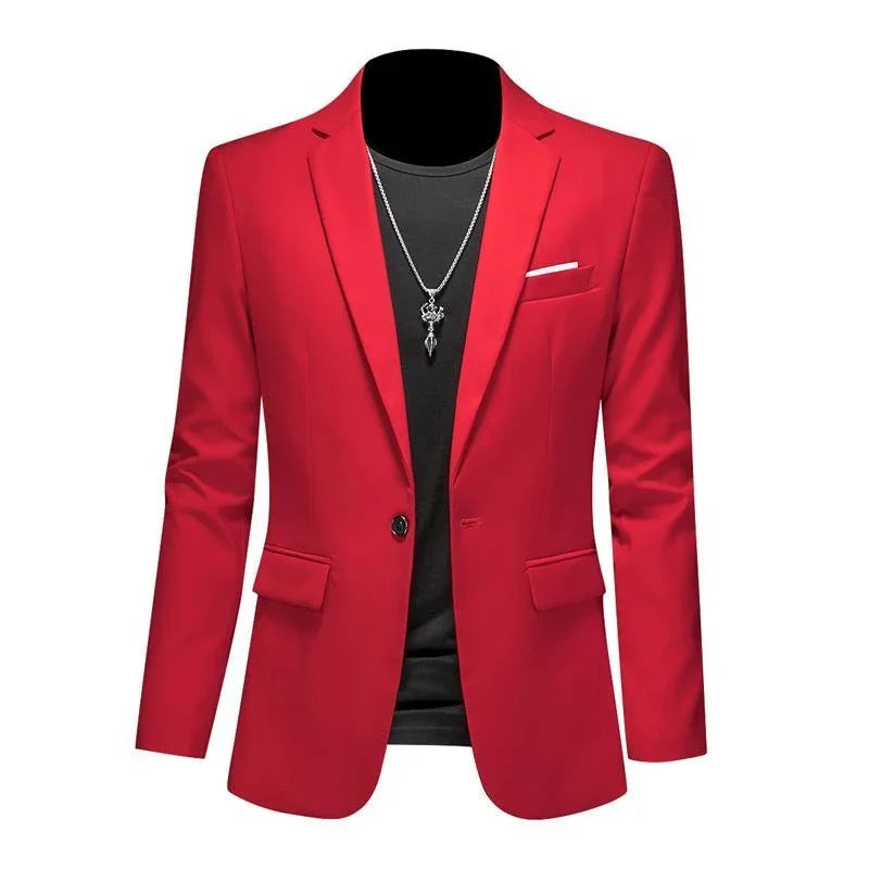 Boutique Men's Blazer: Solid Color Fashion for Business & Weddings