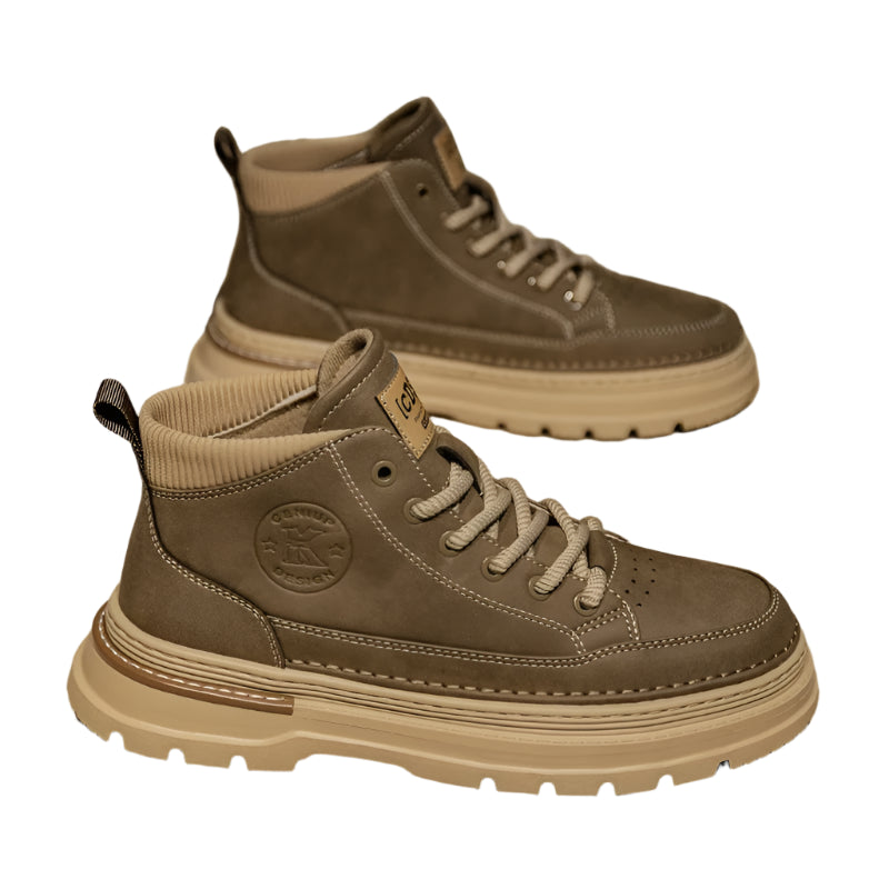 Men's British Retro High-Top Work Boots – Vintage Style Streetwear Footwear